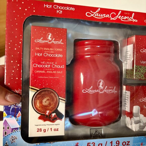 Laura Secord Hot Chocolate Kit Jar Mug Salted English Toffee Flavor Sealed Gift - Picture 3 of 5